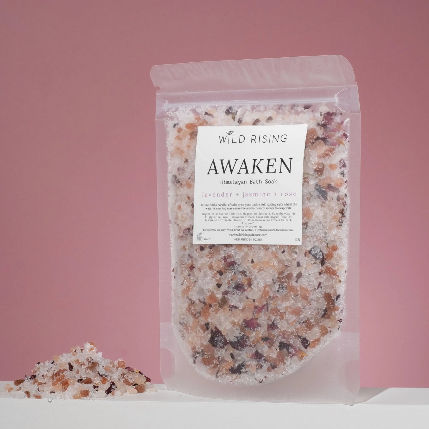Awaken - Lavender, Jasmine and Rose Bath Salts 125g Wild Rising Skincare