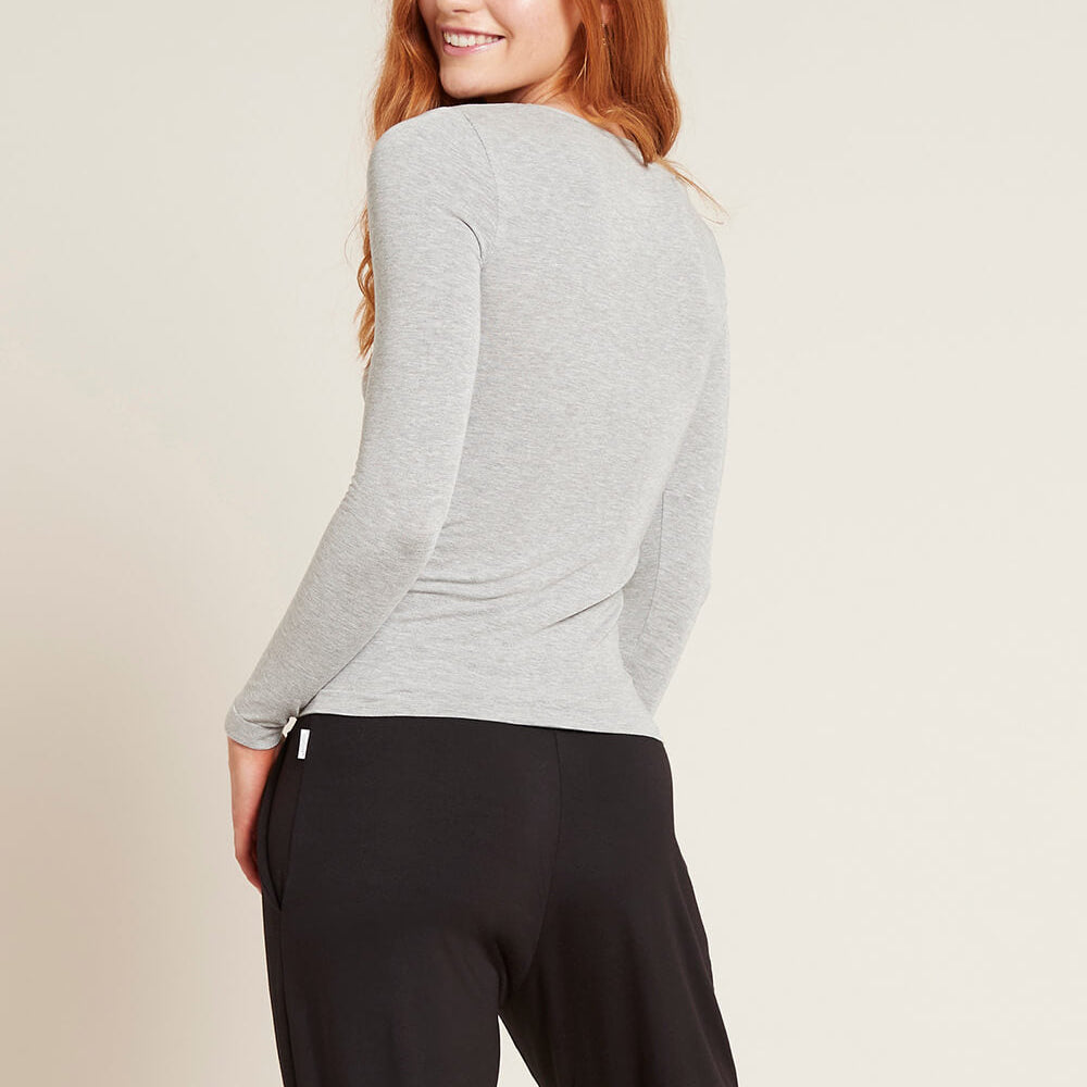 Light Grey Marl Bamboo Women's Base Layer Long Sleeve Top Boody