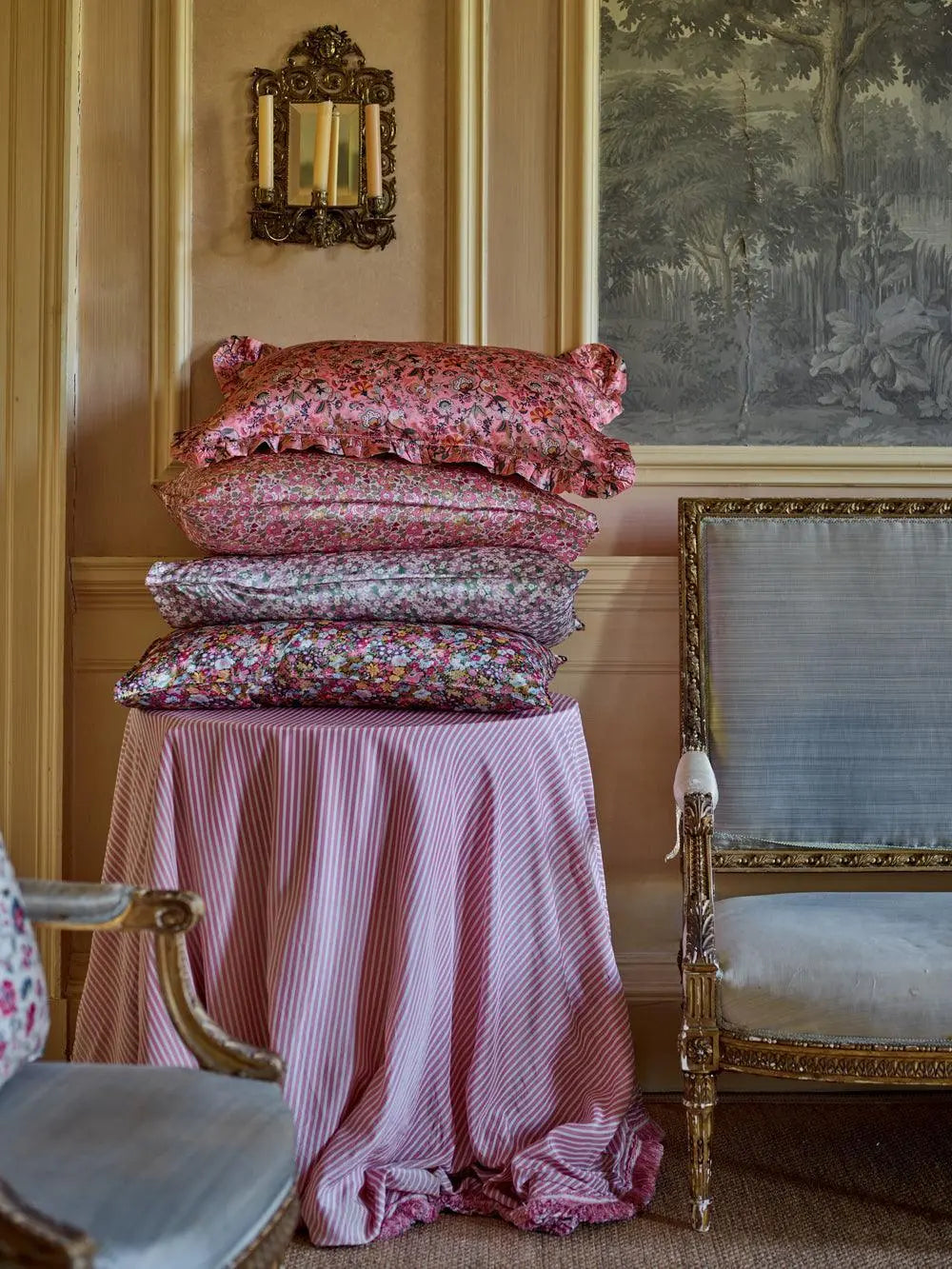 BETSY FIELD DUSKY PINK Liberty Silk Pillowcase Coco & Wolf