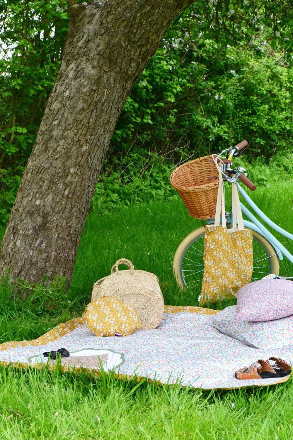 BETSY GREY & CAPEL MUSTARD Liberty Picnic Blanket Coco & Wolf