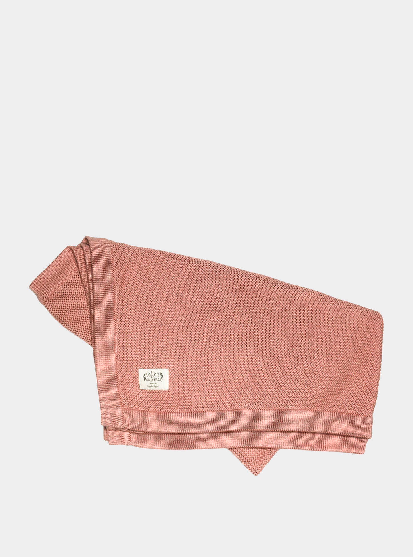 Dusty Pink Organic Cotton Knitted Baby Blanket – 100 X 80cm Cotton Boulevard