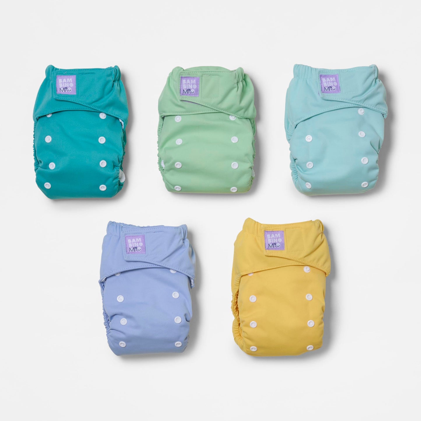 Revolutionary Reusable Nappy Bundle 5 Pack in Paintbox Pastels Bambino Mio (UK)