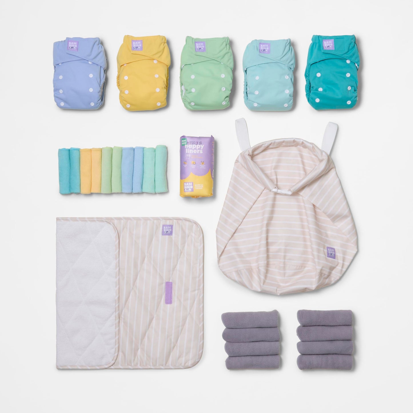 The Newborn Reusable Nappy Starter Bundle in Paintbox Pastels Bambino Mio (UK)