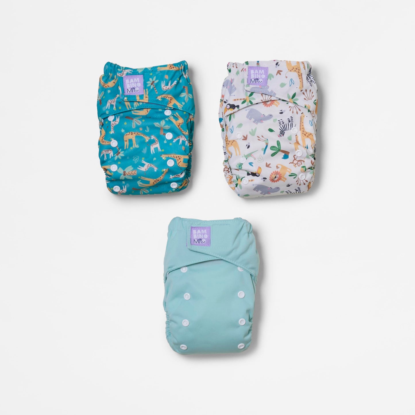 Revolutionary Try-Me-Trio Reusable Nappy Bundle in Wild Life Bambino Mio (UK)