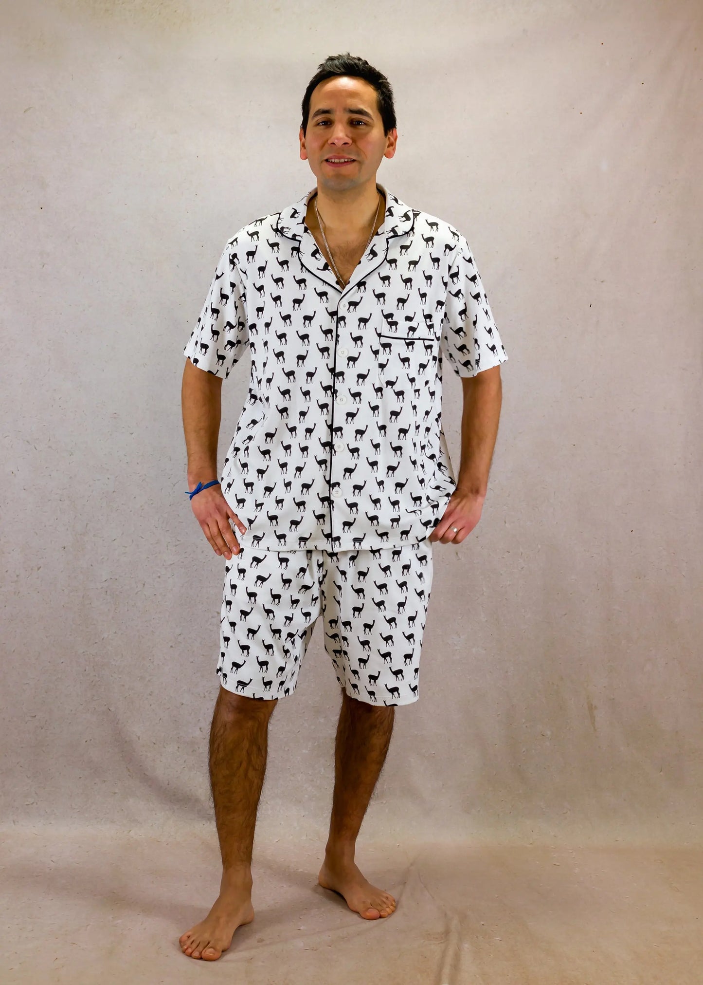 B&W vicunas Mens Pima Cotton Short Sleeve Pyjama Short Set killarysleepwear