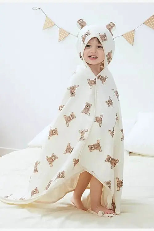 Baby Bear Hooded Bath Towel Receiving Blanket Cozy Crew Club
