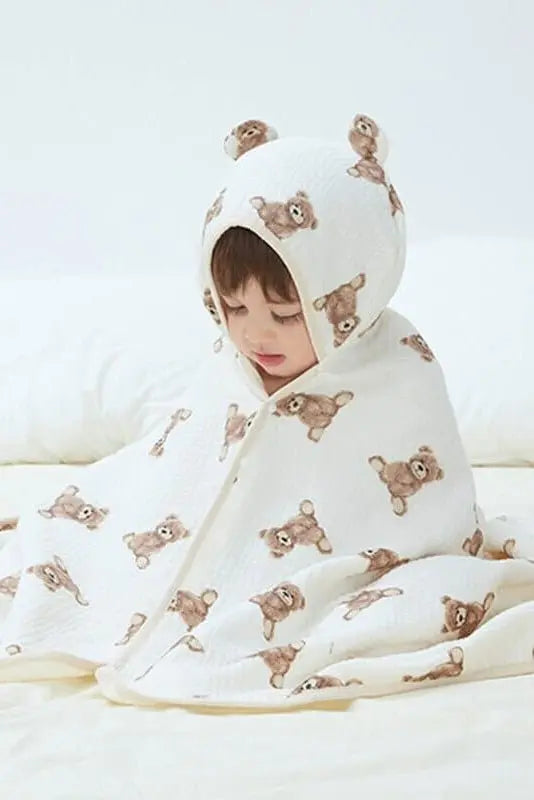 Baby Bear Hooded Bath Towel Receiving Blanket Cozy Crew Club