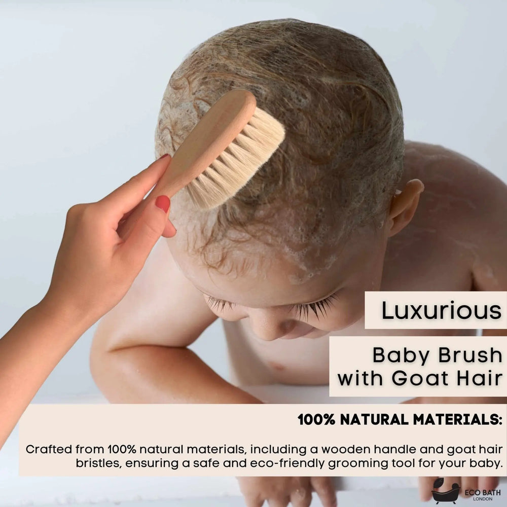 Baby Brush with Goat Hair - Ultra Soft Baby Bath Brush for Newborns Eco Bath London