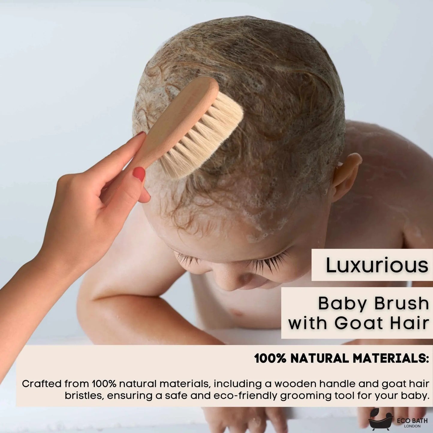 Baby Brush with Goat Hair - Ultra Soft Baby Bath Brush for Newborns Eco Bath London
