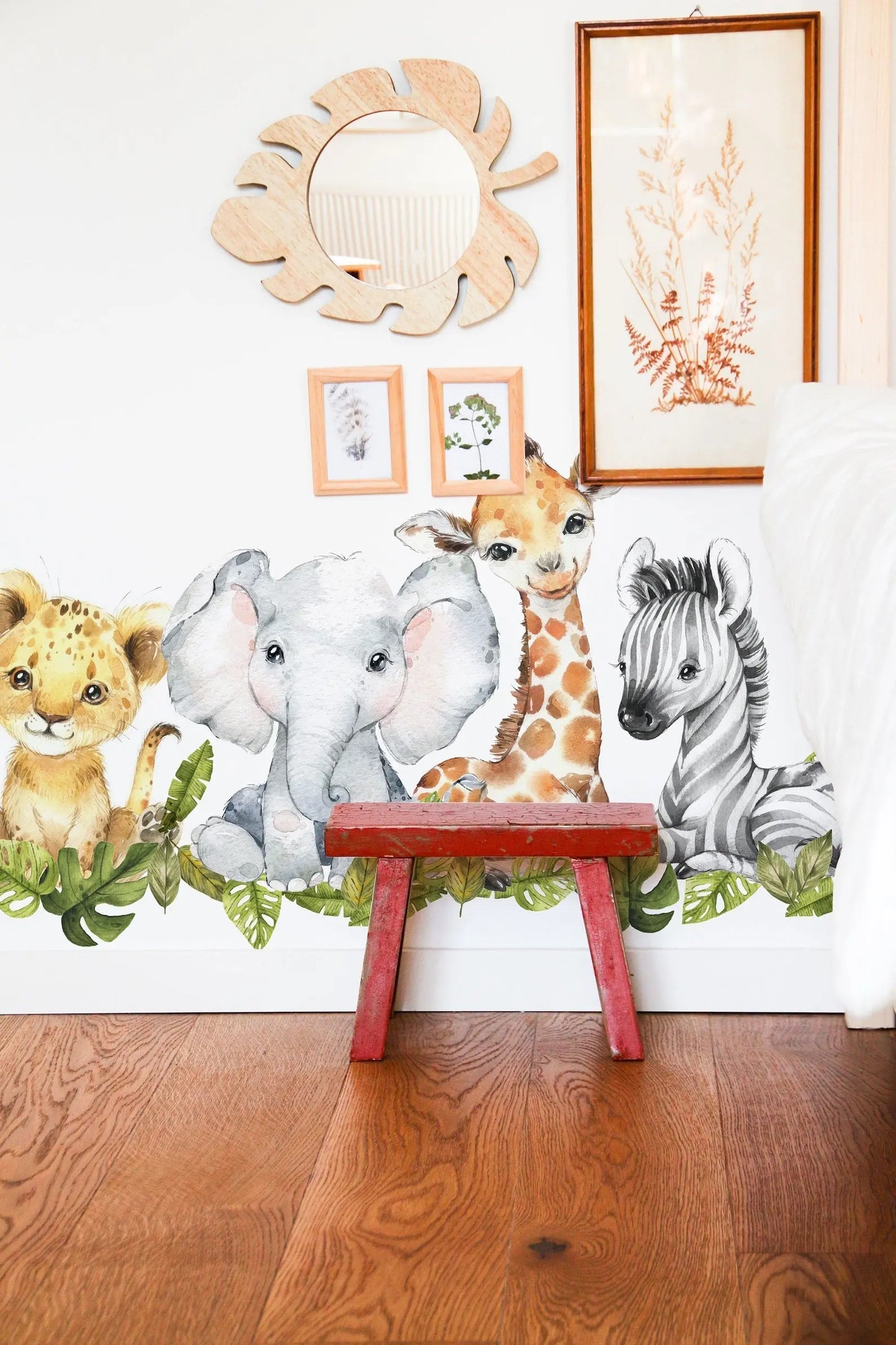 Baby Safari Animals Watercolor Wall Decal | Nursery Mural | Lion Elephant Sticker ClickWalls