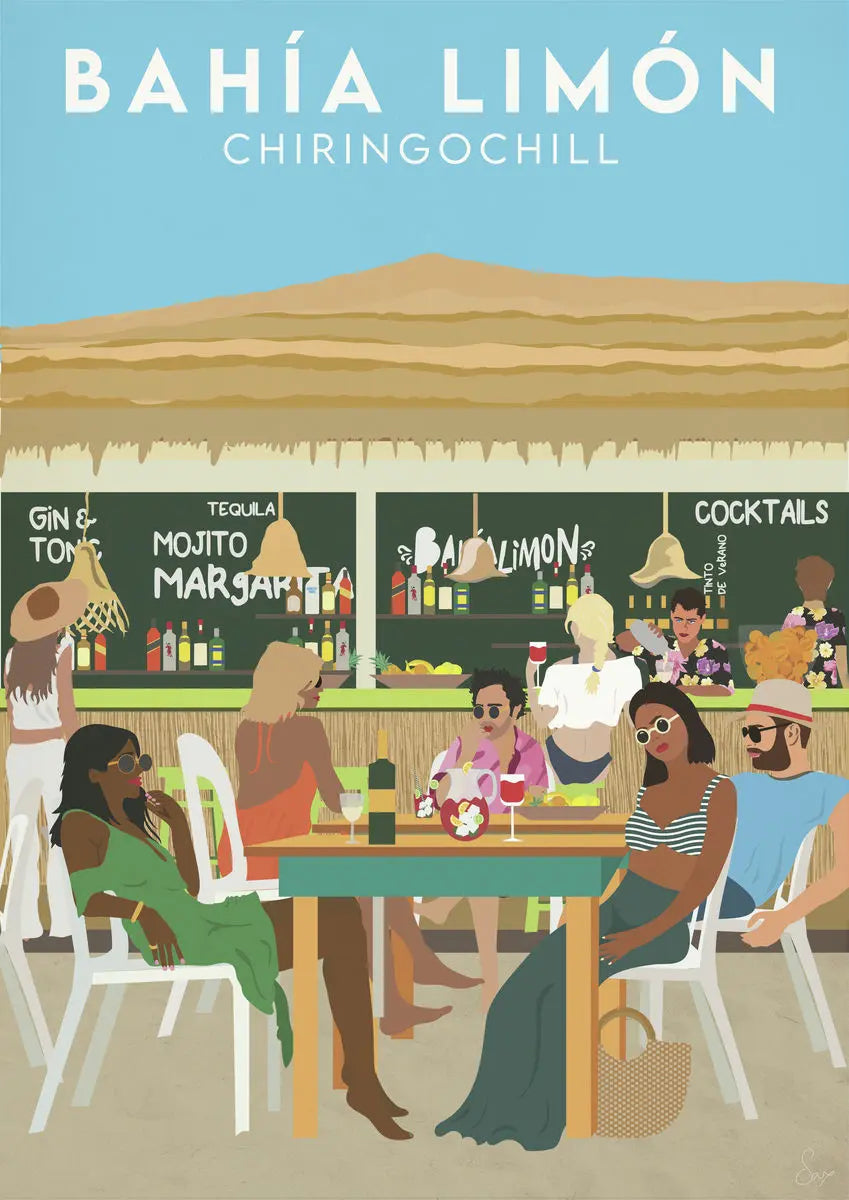 Bahía Limón Chiringochill Travel art by SAX Doodle