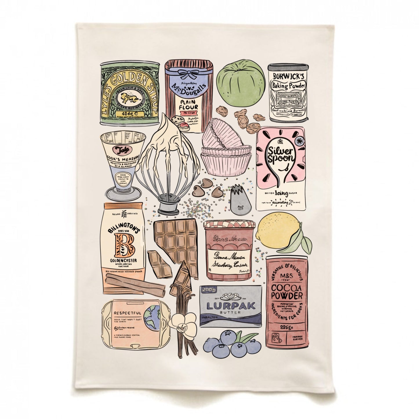 Baking Ingredients Tea Towel Quite Nice London