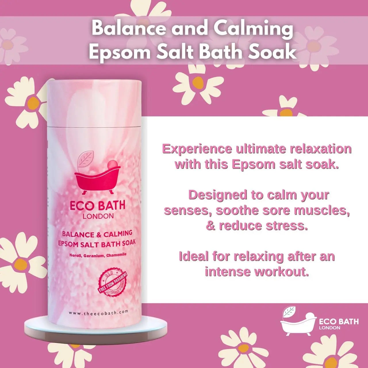 Balance and Calming Epsom Salt Bath Soak - Tube Eco Bath London