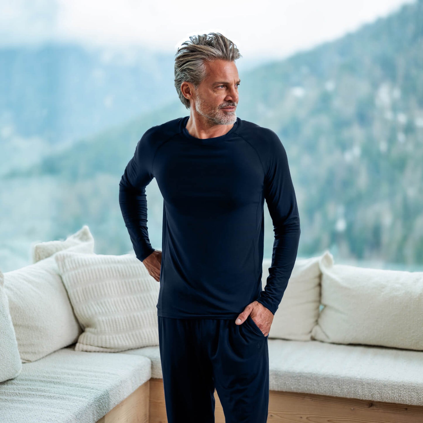 Dagsmejan Men's Balance Long Sleeve Pajama Top - Midnight blue - image 2