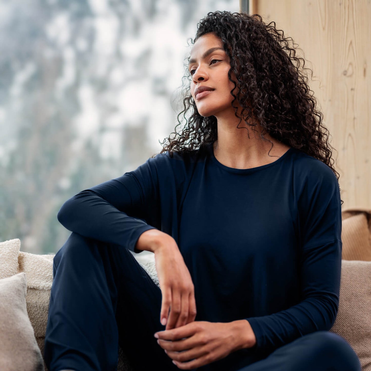 Dagsmejan Women's Balance Long Sleeve Pajama Top - Midnight blue - image 5