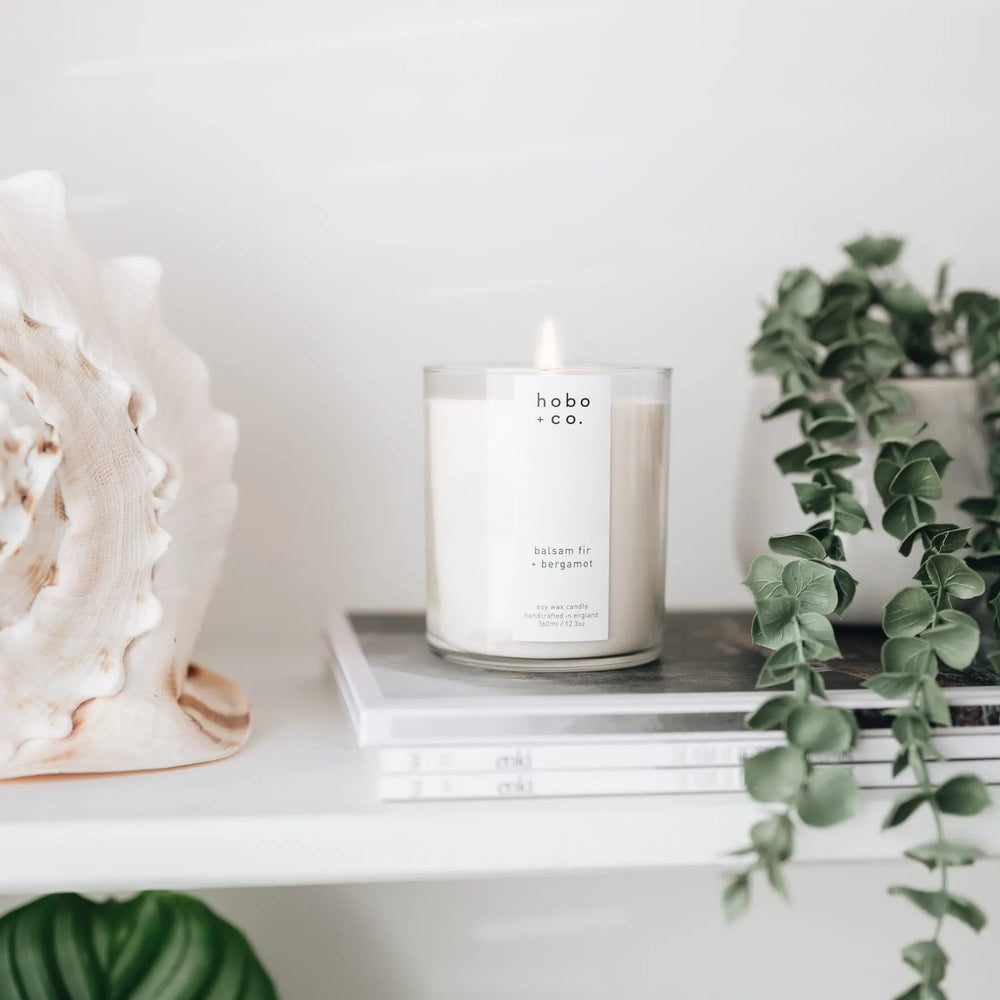 Balsam Fir + Bergamot Large Scented Soy Candle hobo + co.