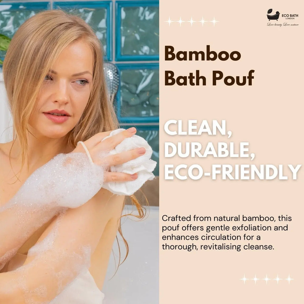 Bamboo Bath Puff - Soft Body Scrubber Bath Sponge Eco Bath London