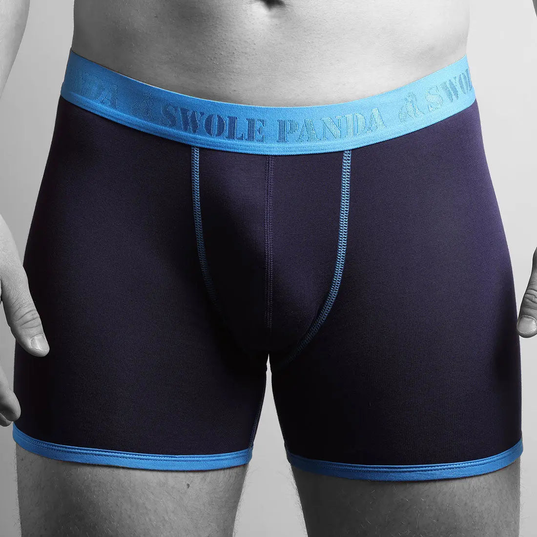 Bamboo Boxers - Navy / Blue Band Swole Panda