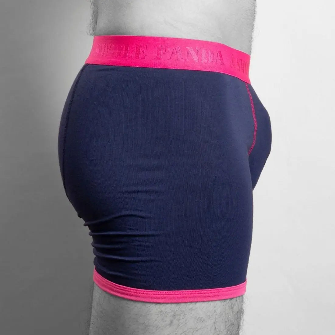 Bamboo Boxers - Navy / Pink Band Swole Panda