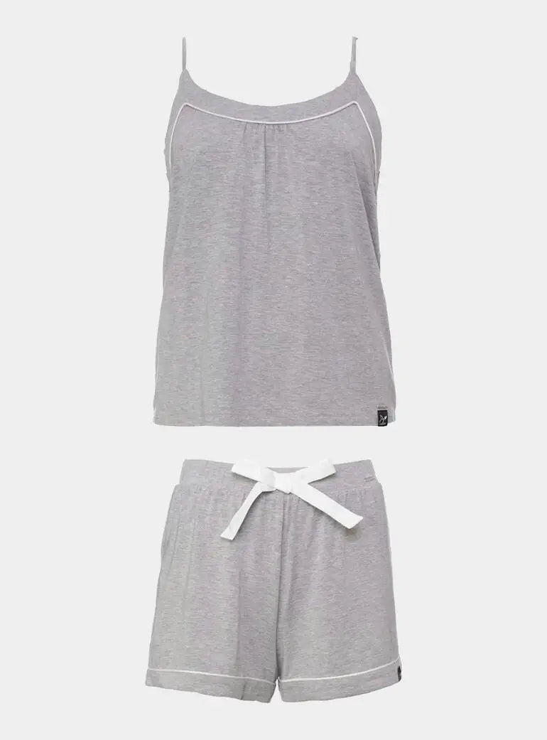 Bamboo Cami Short Pyjama Set in Grey Marl Pretty You London