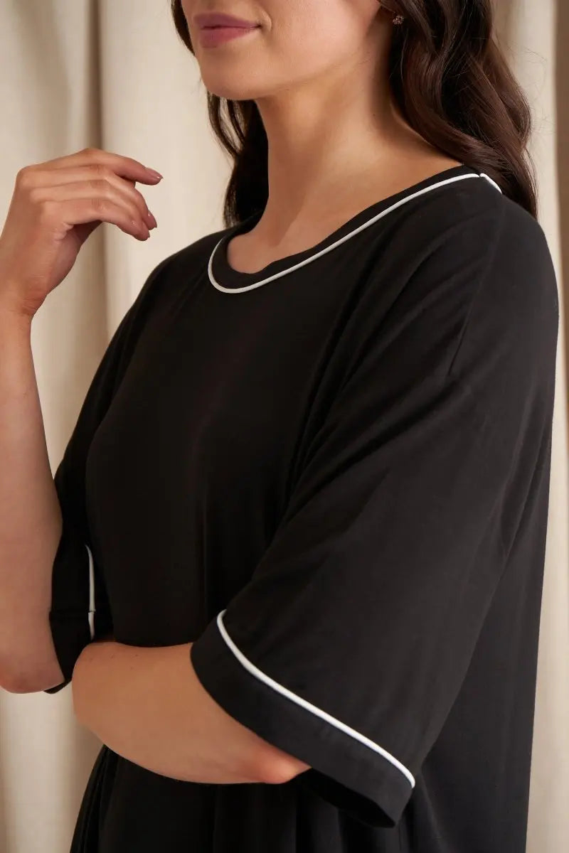Bamboo Classic Tee Dress in Black Pretty You London
