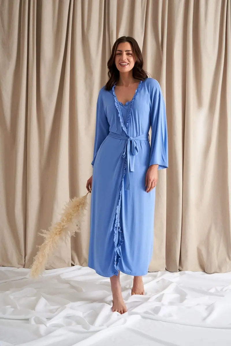 Bamboo Frill Kimono in Cornflower Blue Pretty You London