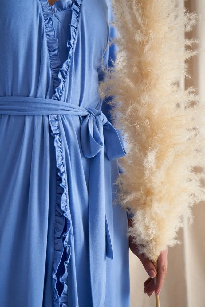 Bamboo Frill Kimono in Cornflower Blue Pretty You London