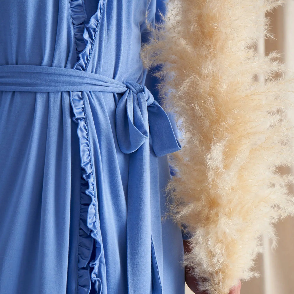 Bamboo Frill Kimono in Cornflower Blue Pretty You London