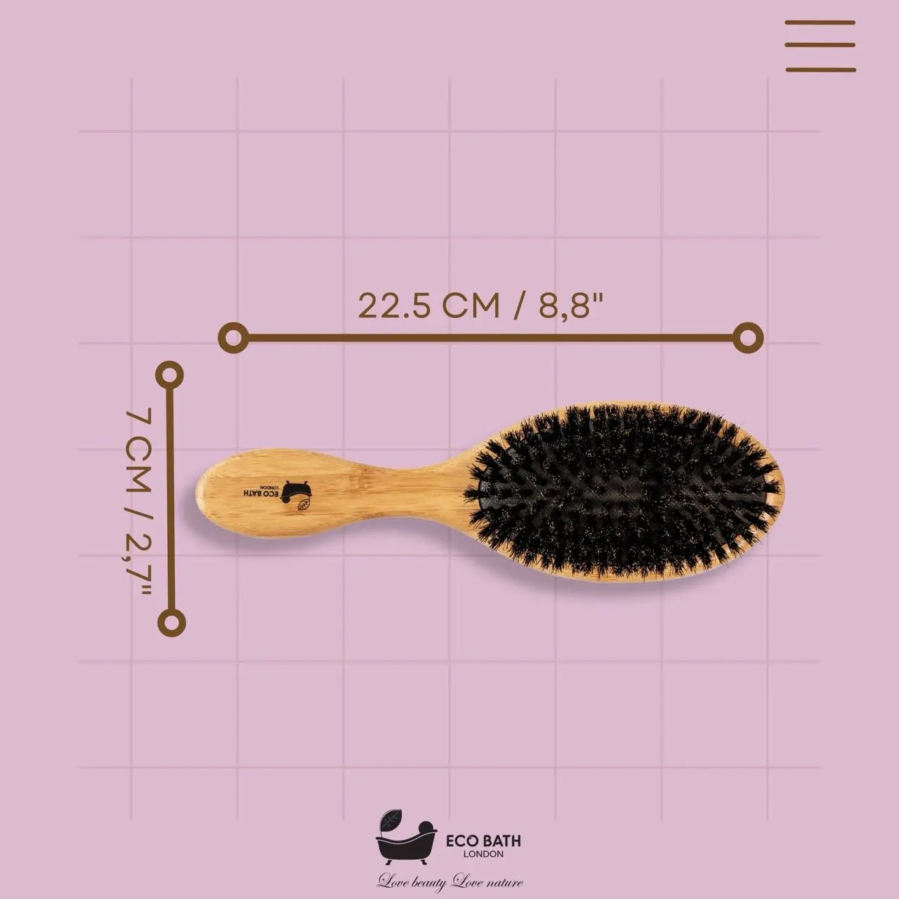 Bamboo Hair Brush with Boar Bristles - Eco-Friendly Detangling Hairbrush for All Hair Types Eco Bath London