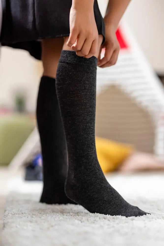 Bamboo Kids Knee High Socks with Comfort Cuff and Smooth Toe Seams LazyPanda