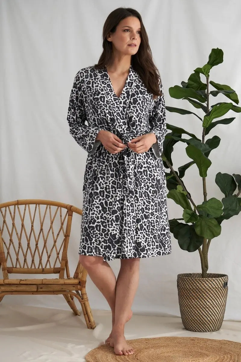 Bamboo Kimono Robe in Luxe Leopard Pretty You London