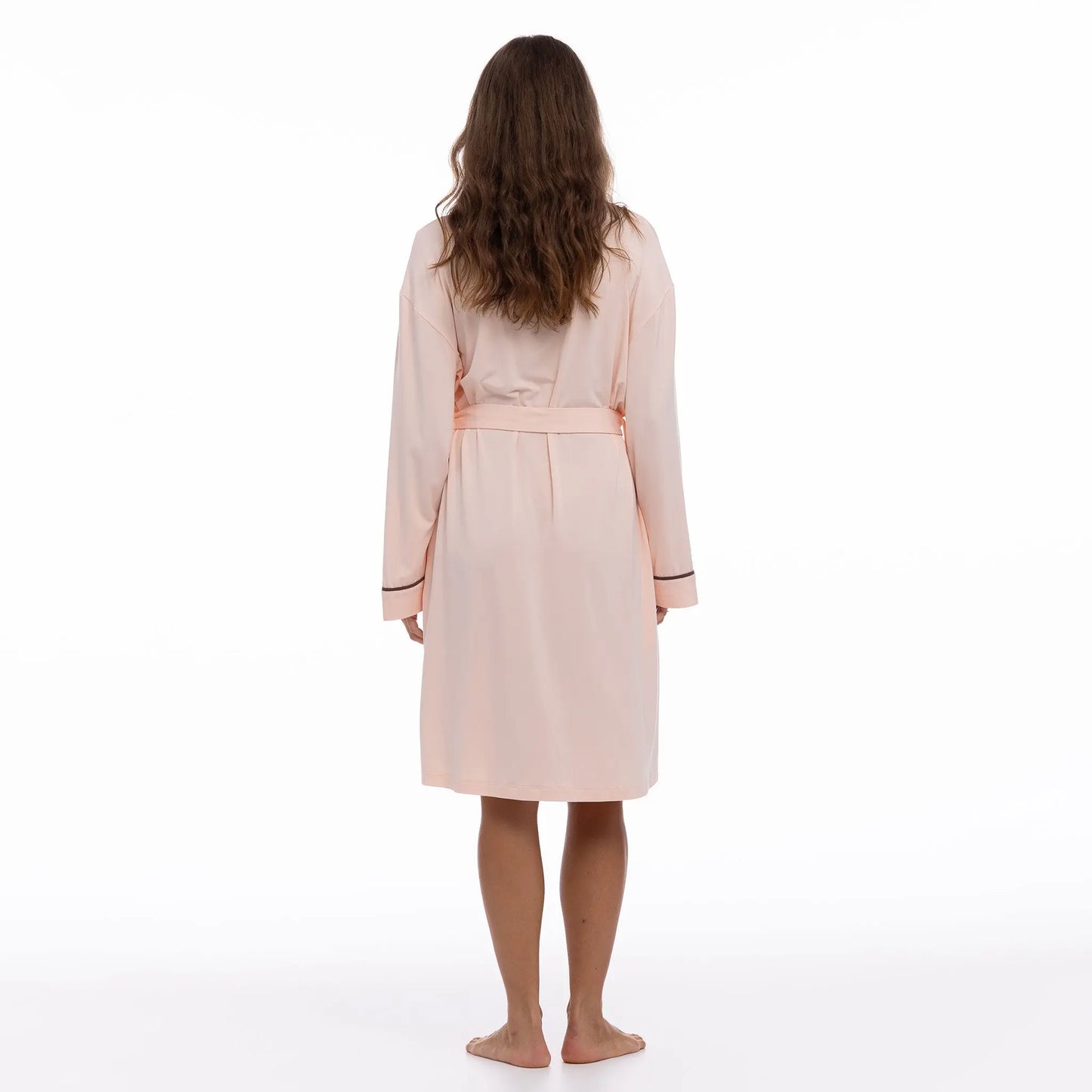 Bamboo Kimono Robe in Peach Powder NOKAYA