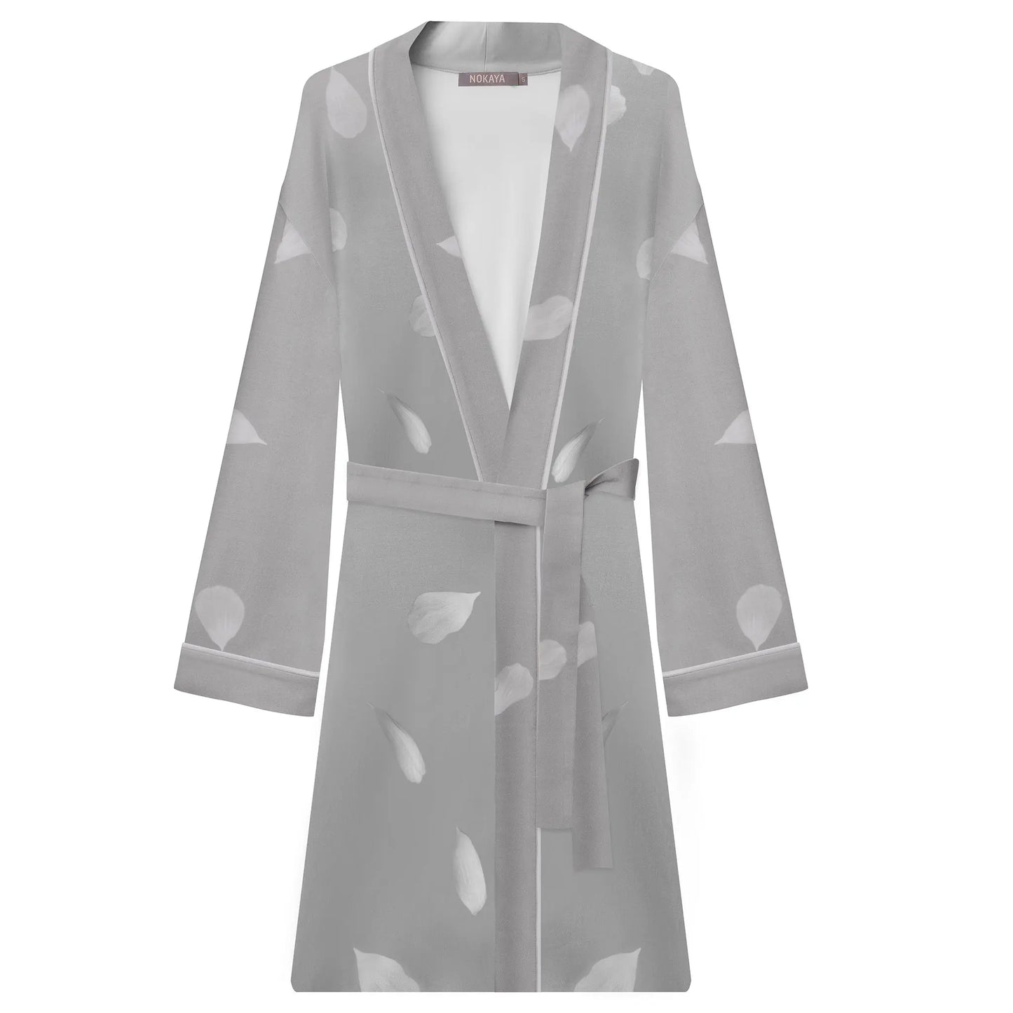 Bamboo Kimono Robe in Silver Birch Petals NOKAYA