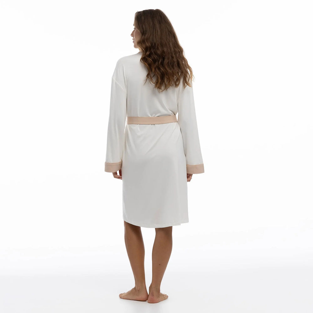 Bamboo Kimono Robe in Unbleached Cotton NOKAYA