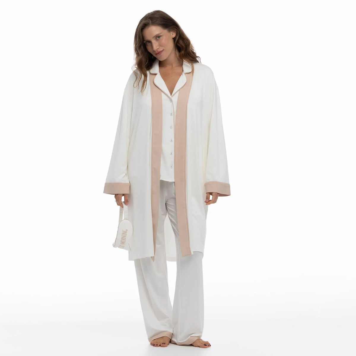 Currant Bamboo Robe Unbleached Cotton Bamboo Kimono Robe – Myza