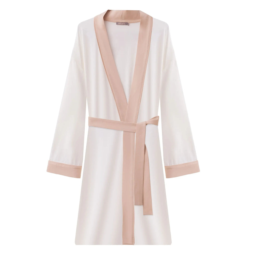Bamboo Kimono Robe in Unbleached Cotton NOKAYA