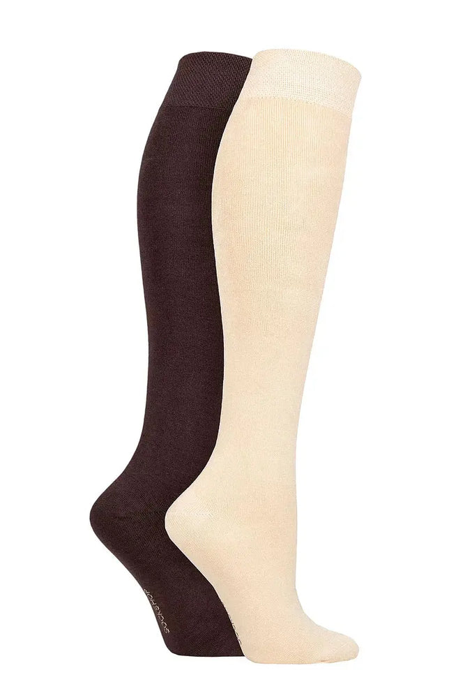 Bamboo Knee High Socks with Smooth Toe Seams Cocoa LazyPanda