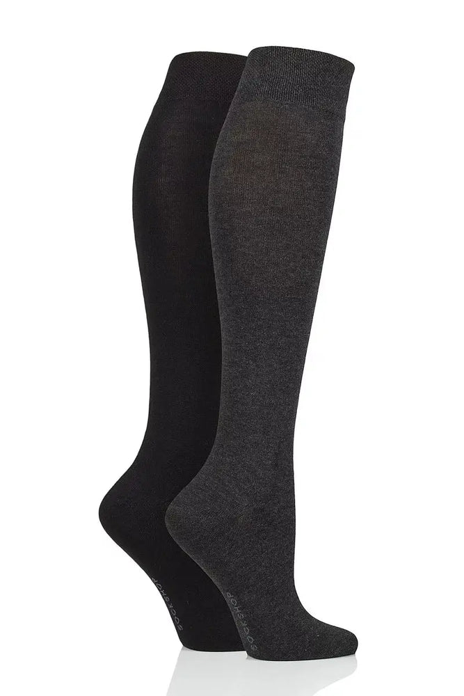 Bamboo Knee High Socks with Smooth Toe Seams Grey LazyPanda