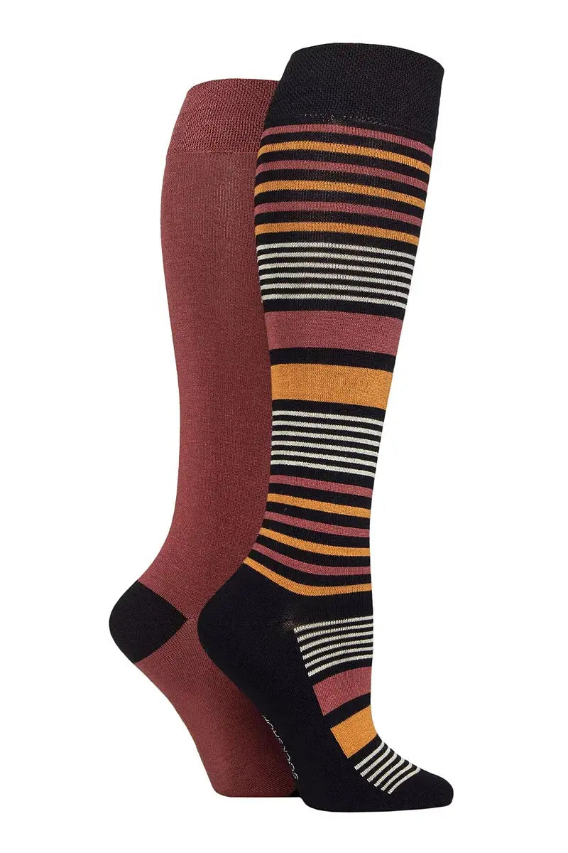 Bamboo Knee High Socks with Smooth Toe Seams Marmalade Stripe LazyPanda