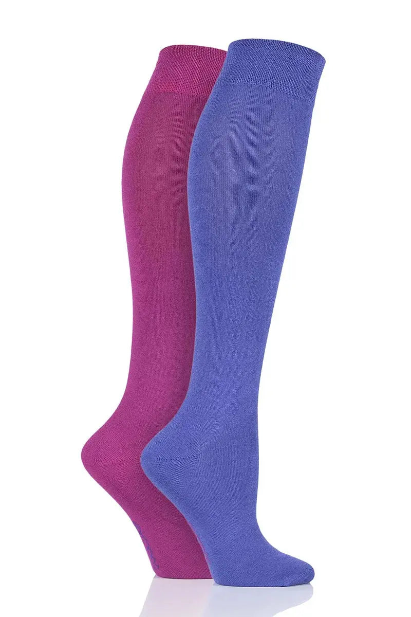 Bamboo Knee High Socks with Smooth Toe Seams Neon Lights Plain LazyPanda