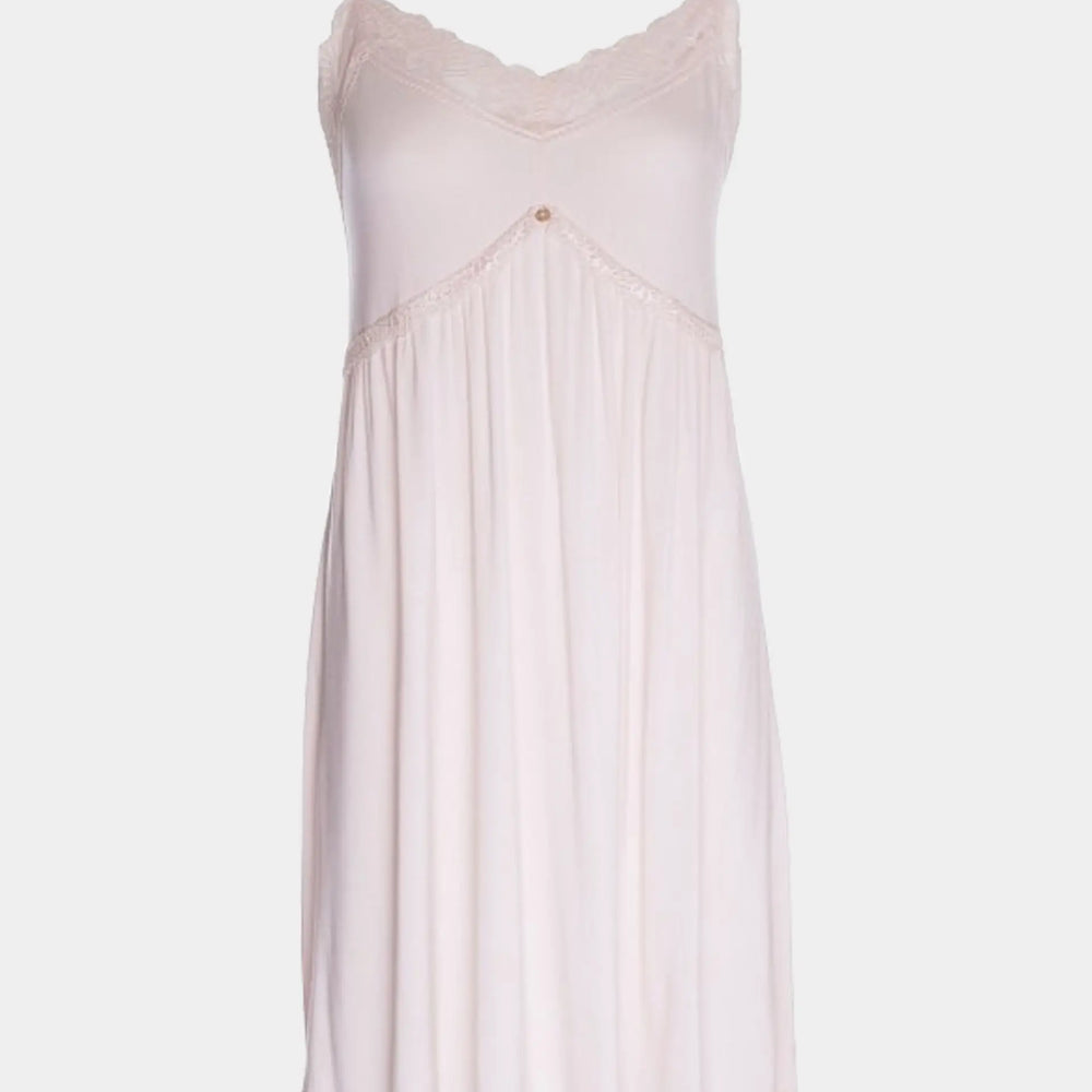 Bamboo Lace Chemise Nightdress in Powder Puff Pretty You London