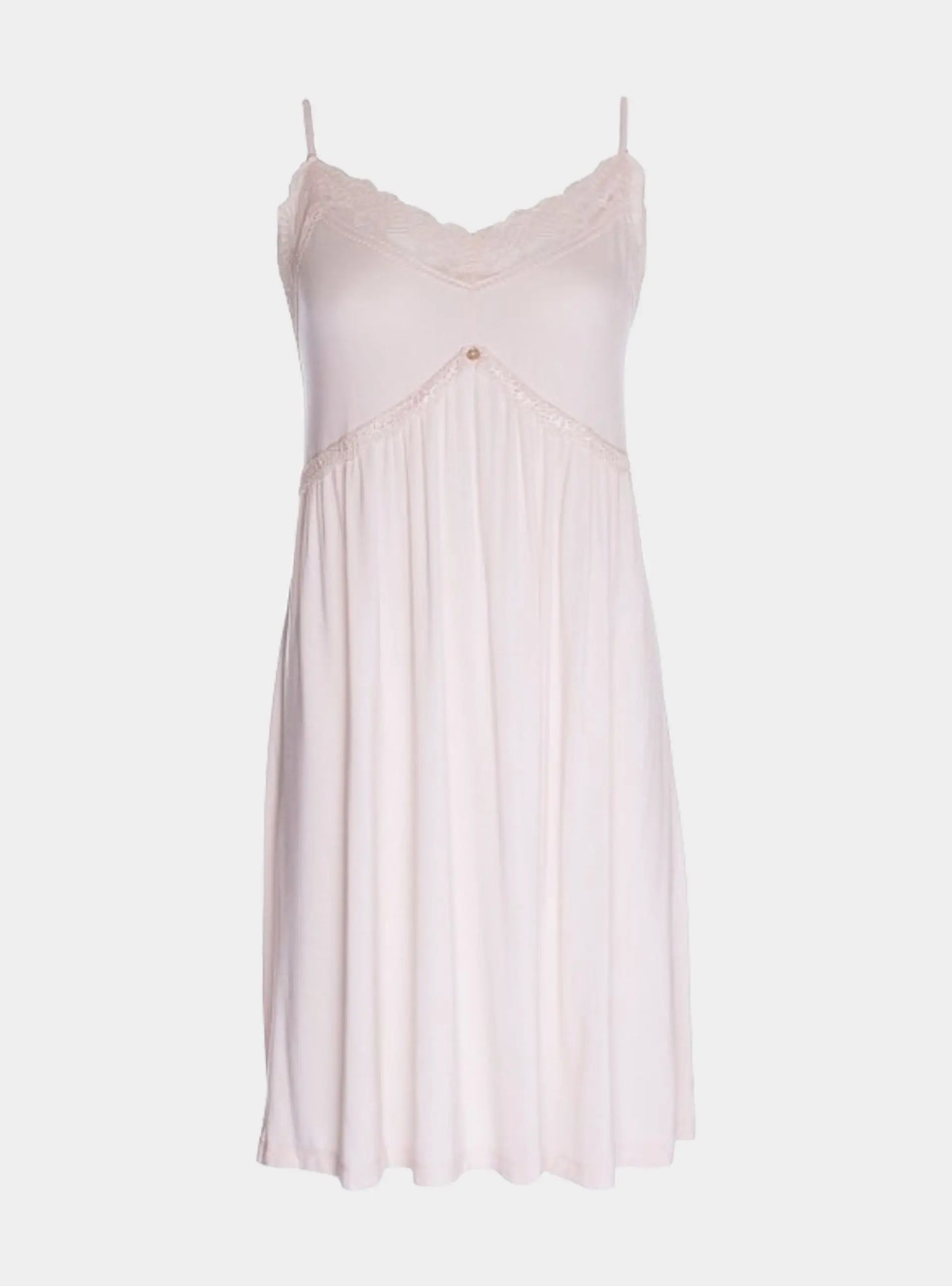 Bamboo Lace Chemise Nightdress in Powder Puff Pretty You London