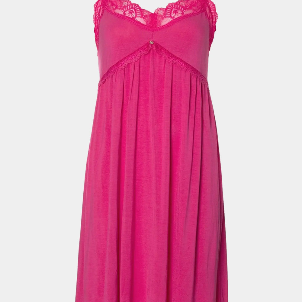 Bamboo Lace Chemise Nightdress in Raspberry Pretty You London