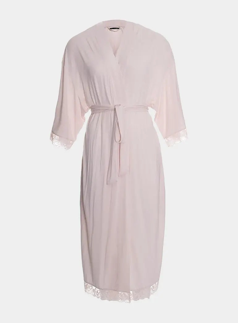 Bamboo Lace Kimono Robe in Powder Puff Pretty You London