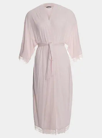 Bamboo Lace Kimono Robe in Powder Puff Pretty You London