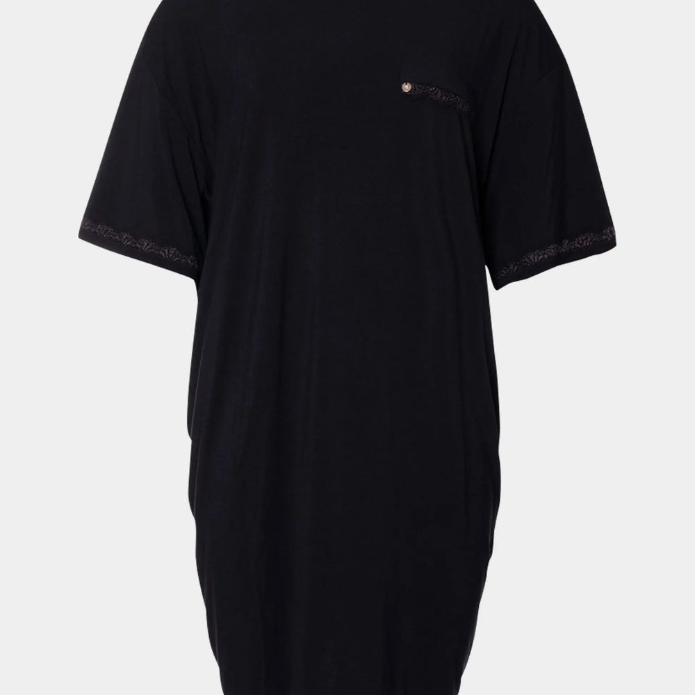 Bamboo Lace Tee Dress in Raven Pretty You London