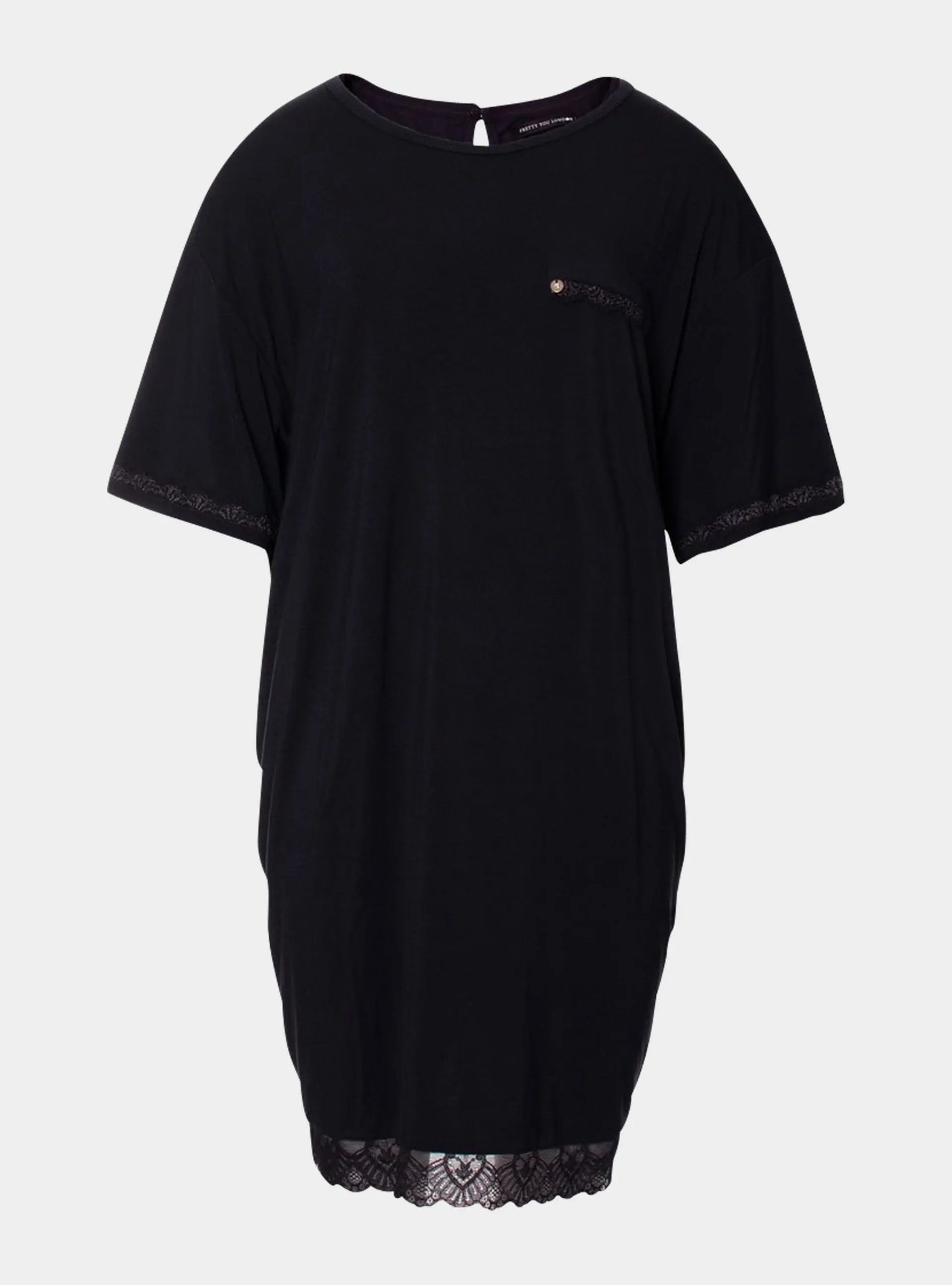 Bamboo Lace Tee Dress in Raven Pretty You London