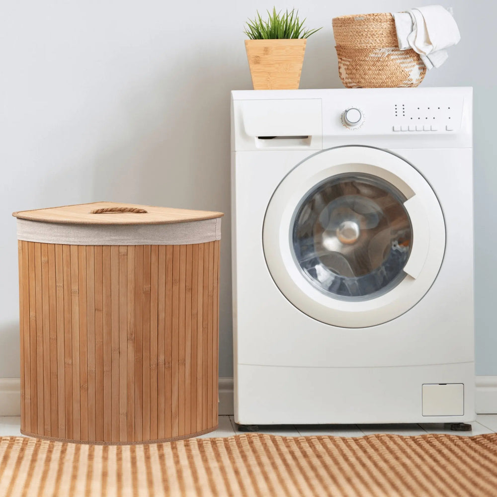 Bamboo Laundry Basket with Lid and Removable Lining Eco Bath London