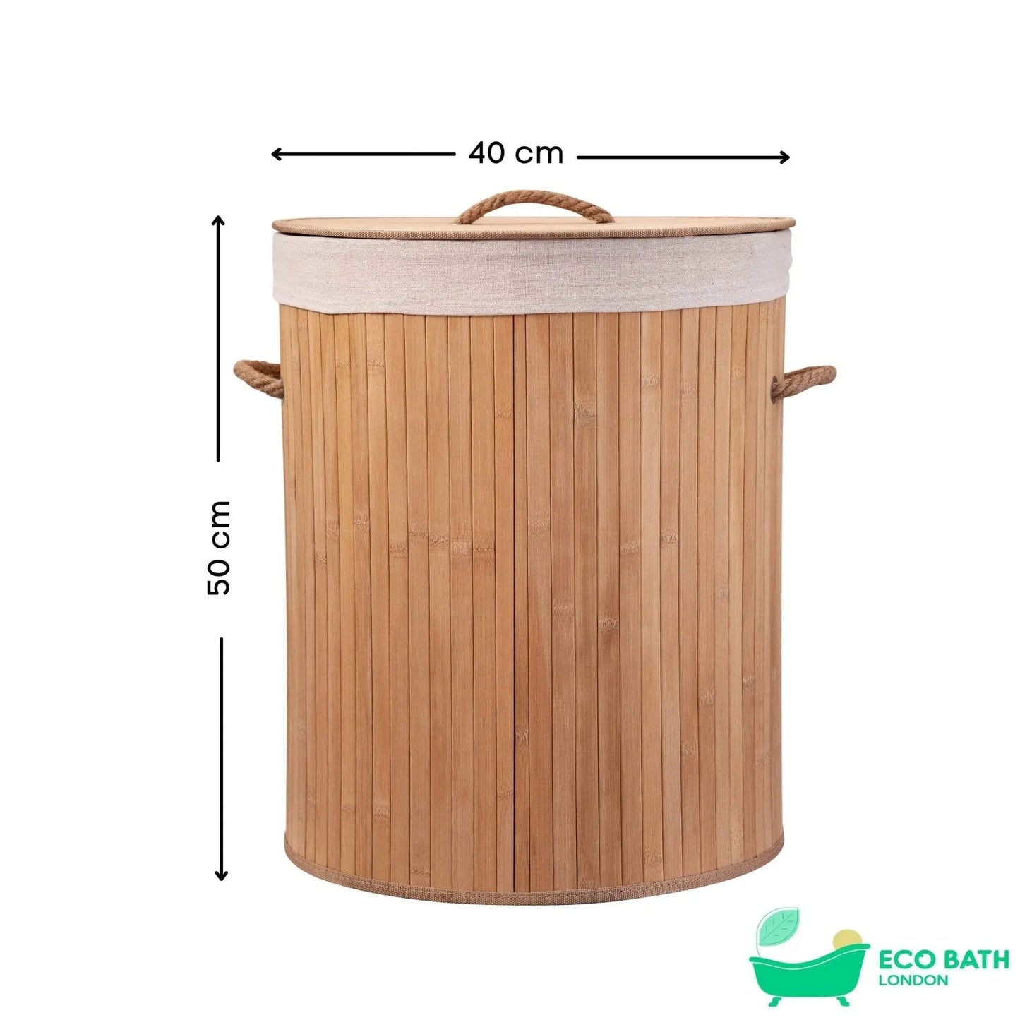 Bamboo Laundry Basket with Lid and Removable Lining Eco Bath London