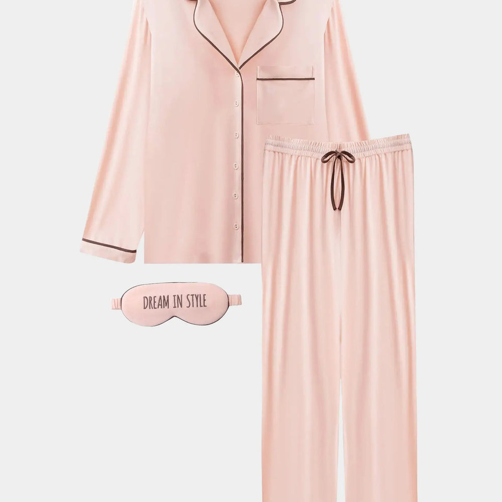 Bamboo Long Pyjama Set in Peach Powder NOKAYA
